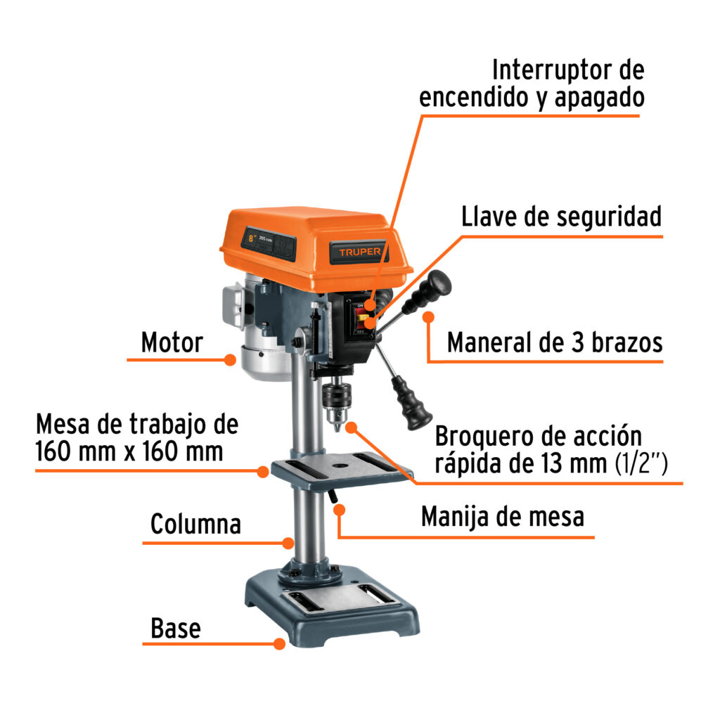 Taladro de piso Truper 8 pulgadas Caracas 4
